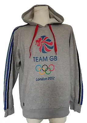 Adidas Team GB London 2012 Hoodie Large L Adult Grey Mens Sport Cotton Outdoors • £16.80