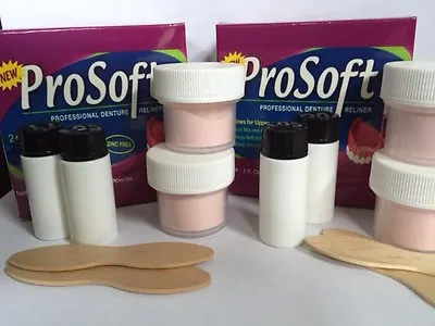 4 APPLICATIONS!  ProSoft Denture Reliner Kit. 2 Boxes Liner For Loose Dentures! • $22.95