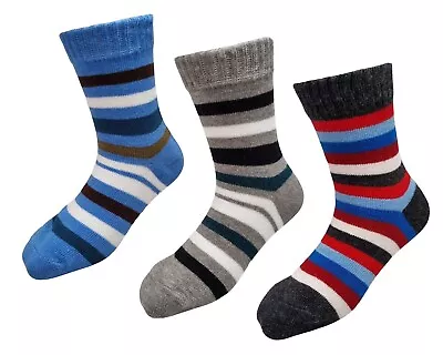 Boy  Striped Non-slip Socks Age 3 4 5 Blue Black Grey 3-Pack Gripper Ankle • $4.34
