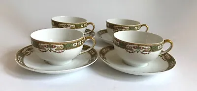 LIMOGES La Cloche T & V China FRANCE Porcelain Tea Cup & Saucer SET OF 4 1890s  • $44.99