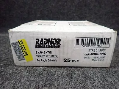 RADNOR 64000810 6  X .045  X 7/8  Stainless Steel Cut Off Blade Pack Of 25 • $49.99