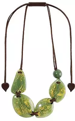 Zsiska Rhea 5 Beaded Green Resin Necklace - Choose Green Or Teal • $65