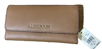 Michael Kors Jet Set Travel Large Trifold Pvc Leather Wallet Mk Brown  • $68.95