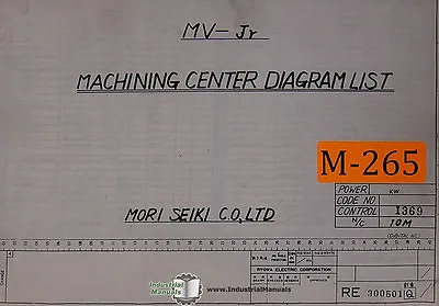 Mori Seiki MV-Jr Machining Center Diagram List Manual • $31