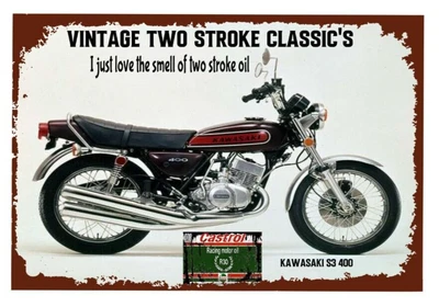 £4.99 • Buy Metal Tin Signs Kawasaki S3 400 Vintage Two Stroke Classics Shed Garage Mancave