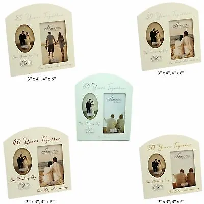 ANNIVERSARY  WEDDING CREAM PHOTO PICTURE FRAME - 25th 30th 40th 50th Or 60th • £15.97