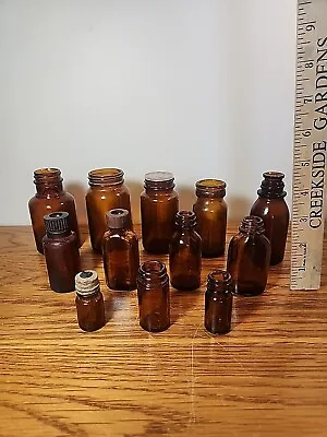 Lot Of Small Amber Bottles Medicine Spices  • $30