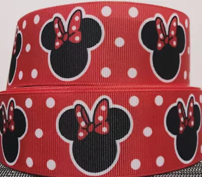 38mm Wide - MINNIE MOUSE RED GROSGRAIN RIBBON - 1 YARD - Crafts Cake Decoration • £2.15