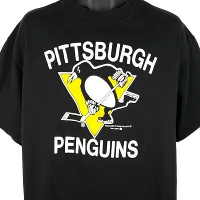 Pittsburgh Penguins T Shirt Vintage 90s 1990 NHL Hockey Made In USA Size XL • $41.99