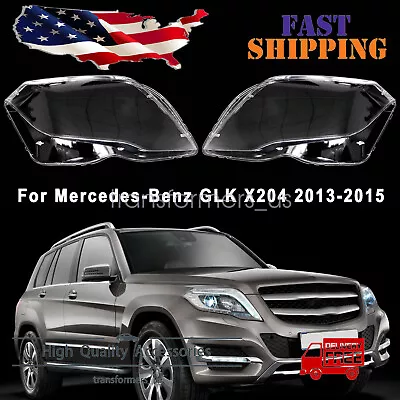 For Mercedes-Benz GLK X204 2013-2015 A Pair Headlight Lens Clear Cover + Glue • $84.75