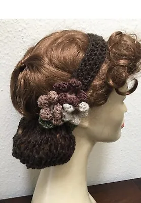 £25 • Buy 1940s Brown Handmade Hair Snood Wartime Ww2 Flowers New