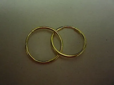 New 18k 18ct Gold Yellow Gold Earrings Sleepers 1mm Hoop 6 Different Sizes • £101.69