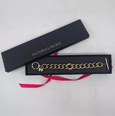 New Victorias Secret Goldtone Link Toggle Bracelet With Wing Charm One Size NIB • $15