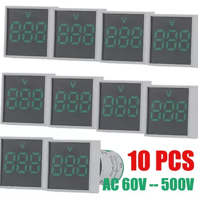 10PCS 22mm AC 60V-500V Green LED Indicator Digital Voltmeter Voltage Detector US • $16.99