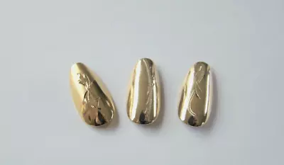 3/$30 Premium Ass't Engraved Lifetime 14kt Gold Plated Lge Reusable  Fingernails • $30