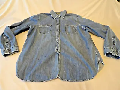 Lauren Ralph Lauren LRL Womens Denim Shirt XL Button Medium Wash 90s Western Vtg • $23.98