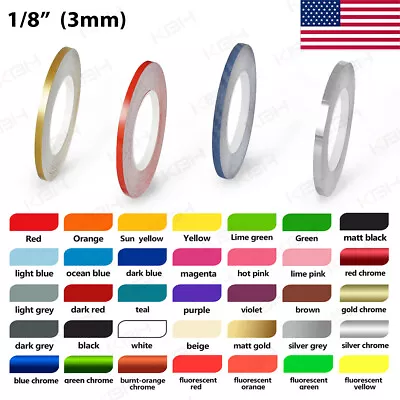 1/8  Roll Vinyl Pinstriping Pin Stripe Solid Line Car Tape Decal Stickers 3mm • $7.95