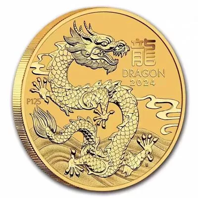 2024 1 Oz Lunar Golden Dragon With Dragon Privy BU Perth Mint • $9.99