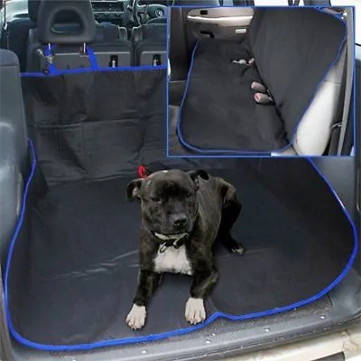 Blue 2 In 1 Waterproof Car Rear Back Seat Cover Pet Dog Protector Boot Mat Liner • £6.95