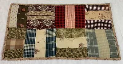 Vintage Antique Patchwork Quilt Large Table Topper Rectangles Early Calicos • $18.50