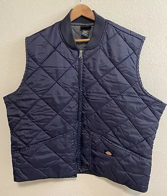 DICKIES Men’s Puffer Vest 2XL Black Diamond Quilt Lined Full Zip Outdoor Rugged • $29.97