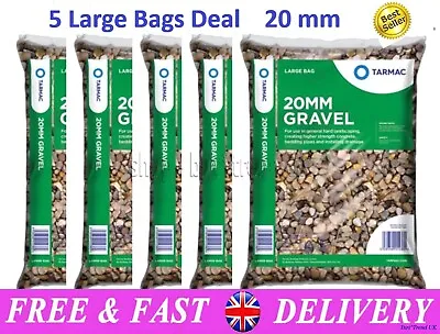 5 X BAGS OF 20MM GARDEN GRAVEL FOR EDGING DRIVEWAY PEA SHINGLE BULK MIX 25KG • £37.19