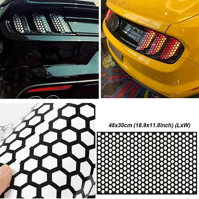 Black Car Rear Tail Light Cover Honeycomb Sticker Tail-lamp Decal Accessories • $11.47