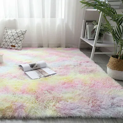 $24.89 • Buy Fuzzy Shaggy Area Rugs Soft Anti-Skid Rug Tie-Dye Carpet Home Room Floor Mat