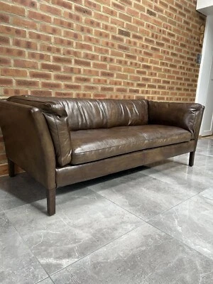 £870 • Buy Dark Brown Halo Groucho Medium 2 Seater Leather Sofa John Lewis