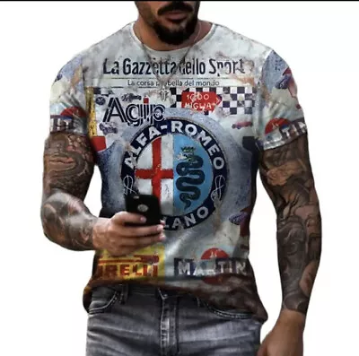 £8.90 • Buy Alfa Romeo T-shirt Racing Team S Man Woman Retro Short Sleeve Italy Agip Summer
