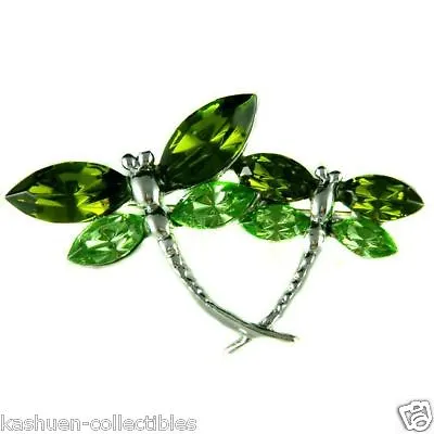 £49.38 • Buy Green DRAGONFLY Made With Swarovski Crystal Bridal Mother Baby Child Pin Brooch