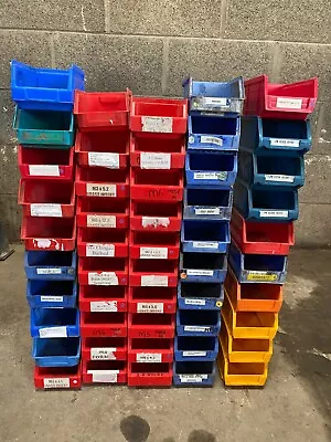 50x Assorted Plastic Part Lin Bins Same Size 2 Component Storage Boxes Picking • £49.99