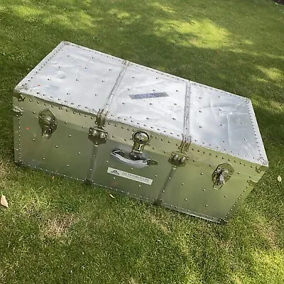 Vintage Aluminium Steamer Chest Trunk Large Size Genuine Lined With Top Tray • £900