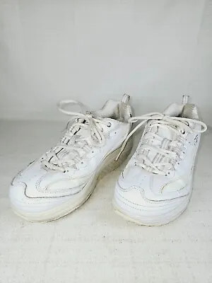 Skechers Shape Ups Women Size 9 White Leather Walking Fitness Shoes SN 11800 • $18.99