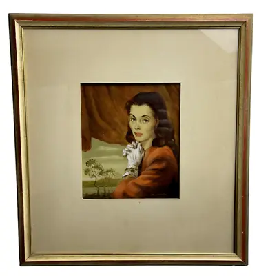 Vintage Original Oil Painting Of Woman In Red W/ White Gloves Signed • $149.99