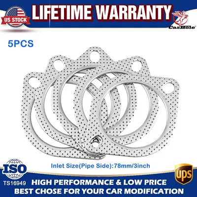 5PCS 3  Catback Exhaust Header Down Pipe Manifold Collector Flange Gasket 2 Bolt • $9.99