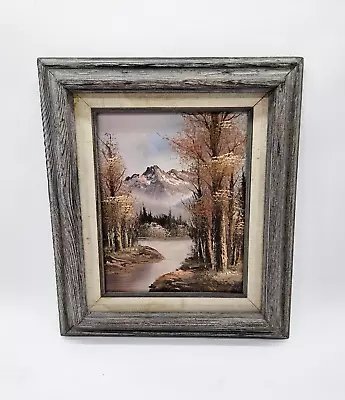 Mid Century Signed Antonio Mountain & Stream Fall Landscape Oil Painting 13 X15  • $130