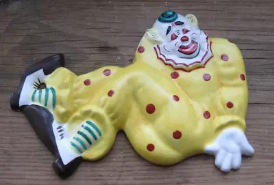 $7.99 • Buy Vintage 1956 Yona Original Yellow Ceramic Clown Flat Hanging Wall Decor SO33