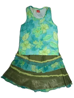 £20.43 • Buy Girl Marese Tank Top Shirt Twirl Skirt Set Blue Green Outfit Size 4/6 102 113