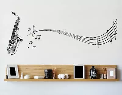 Saxophone Wall Decal With Music Notes & Sax By Stickerbrand #326 • $79.95