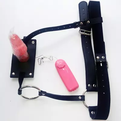 PU Leather Harness Thong Panties Male Chastity Belt Device With Vibration Plug • £17.58