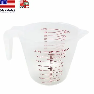 1 Liter (32oz) Clear Plastic Measuring Cup - Milliliters Liter Oz Cups Quart • $6.99