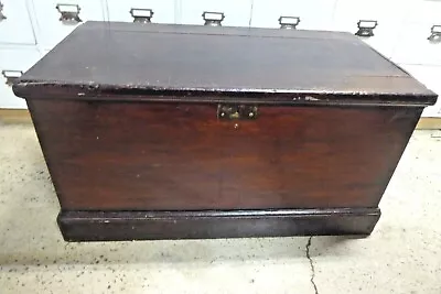 $589 • Buy Antique Australian Cedar Wooden Timber Travel Chest Tool Trunk Blanket Linen Box