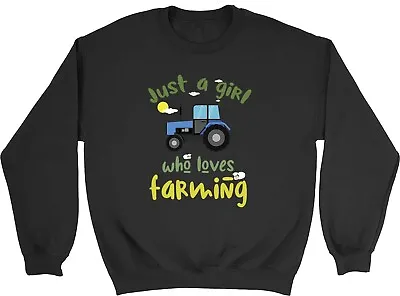 Girl Who Loves Farming Kids Sweatshirt Farmer Farm Tractor Boy Girls Gift Jumper • £12.99