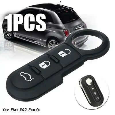 Black Remote Car Key Shell Cover Fob Rubber Pad For Fiat 500 Panda Abarth Punto • $10.44