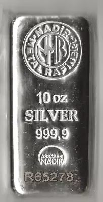 10 Oz. NADIR METAL REFINERY SILVER BAR - 999.9 FINE *** FREE SHIPPING*** • $289.99