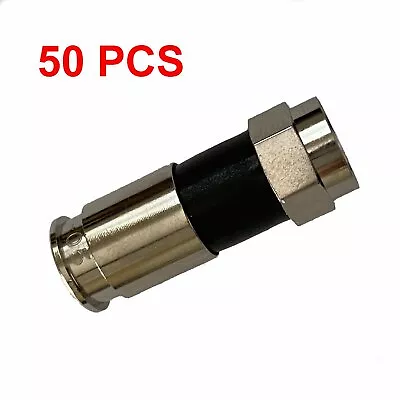 50 Pack F-Type Compression Connector Male Plug RG6 Quad Shield Coax Cable Lot • $23.95