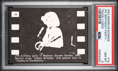 1963 NMMM Trade Cards #19 MARILYN MONROE Sings Happy Birthday To JFK 1962 PSA 8 • $55