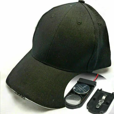 Power Baseball Cap With 5 LED Lights Flashlight Brim Lamp Outdoor Adjustable • $9.99