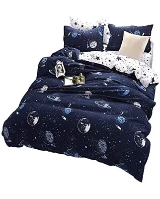 $79 • Buy Space Bedding Duvet Cover Set With Pillow Shams Nebula Planet Cosmic Print Queen